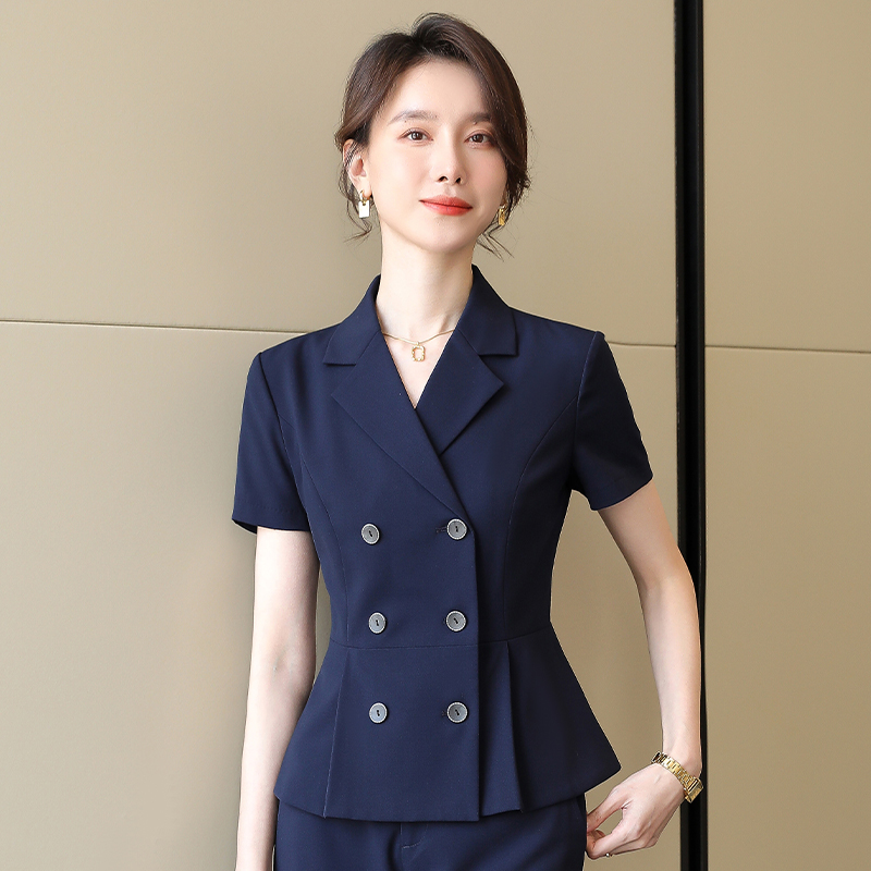 诗璐雅夏季短袖职业西装外套女薄款高级感通勤西服显瘦干练工作服