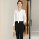 干练通勤衬衣职业裤 女长袖 套 上衣系带雪纺白衬衫 诗璐雅高级感法式