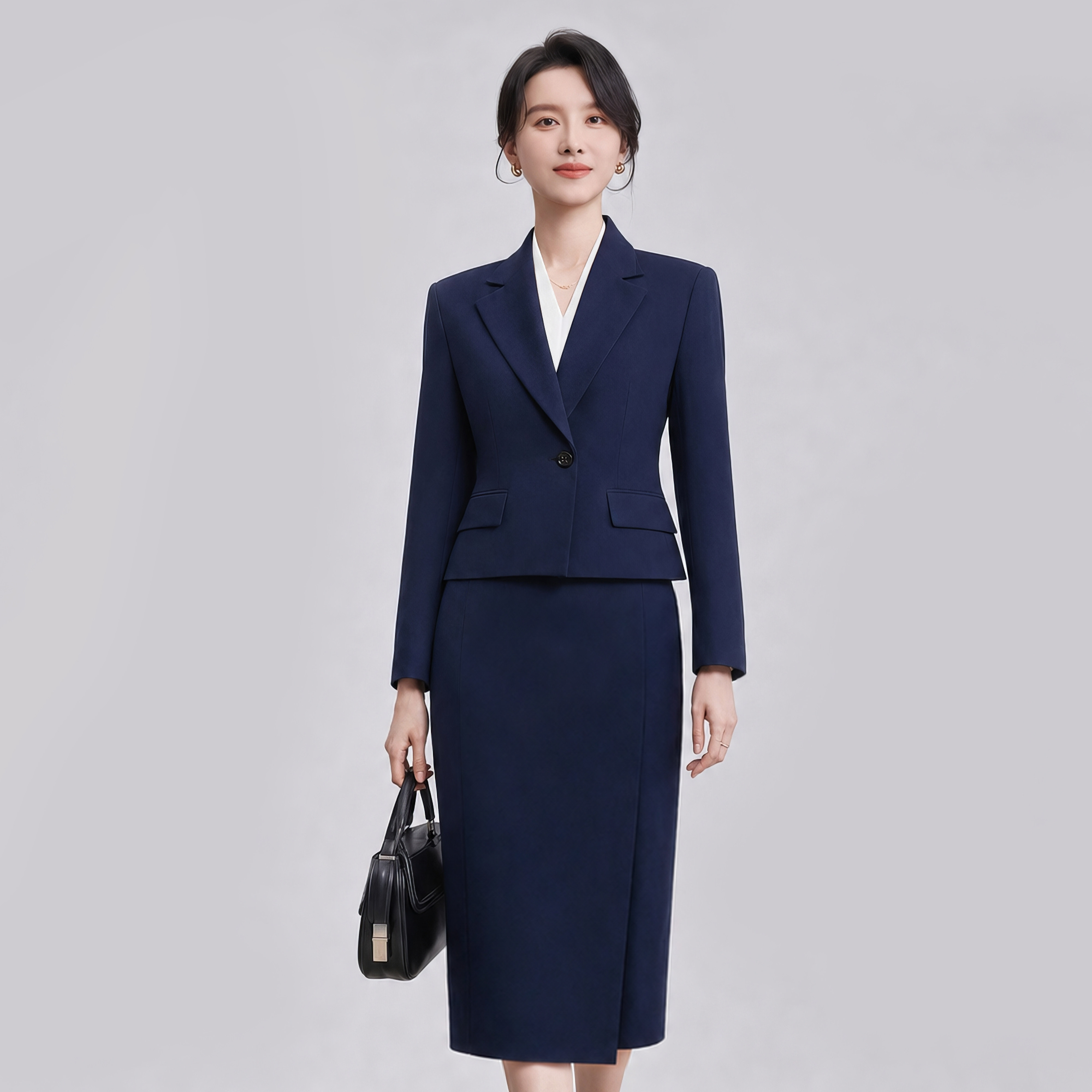 诗璐雅短款西装套裙女