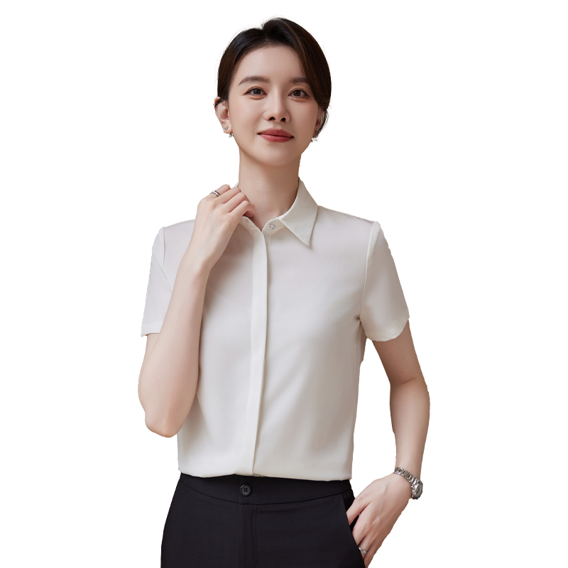 诗璐雅百搭通勤衬衫女夏季白色