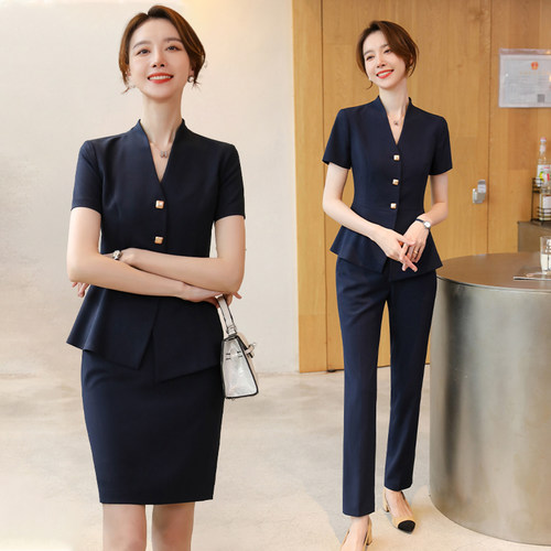 洋气修身小个子职业女装套装夏季