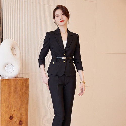 诗璐雅黑色职业西装套装