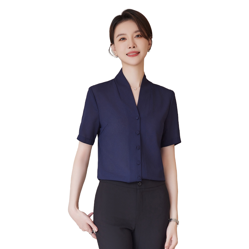 诗璐雅V领衬衫女干练气质