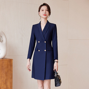 诗璐雅职业通勤女装秋冬连衣裙长袖气质西装裙售楼部工作服女高端