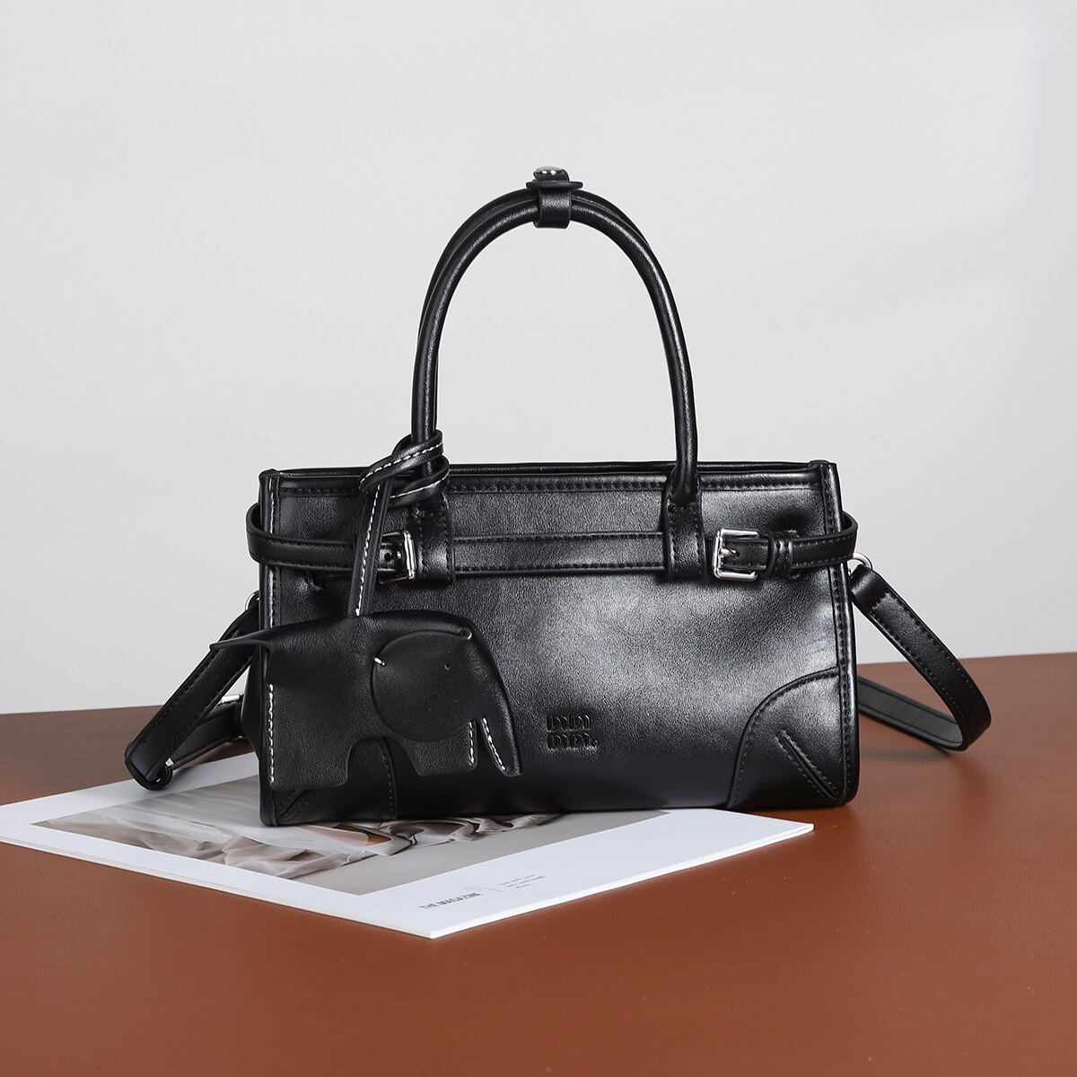 小G家韩系ins风手提小方包软皮质感小象挂件斜挎包日常通勤女包