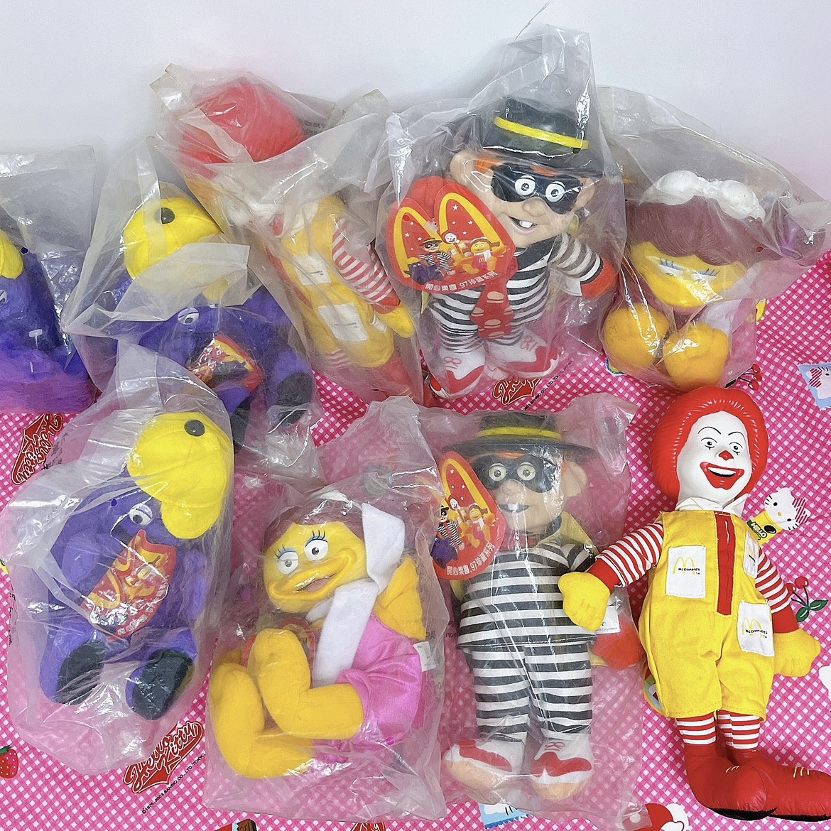 绝版麦当劳叔叔胶皮公仔中古玩偶四小福大鸟姐姐滑嘟嘟汉堡神偷
