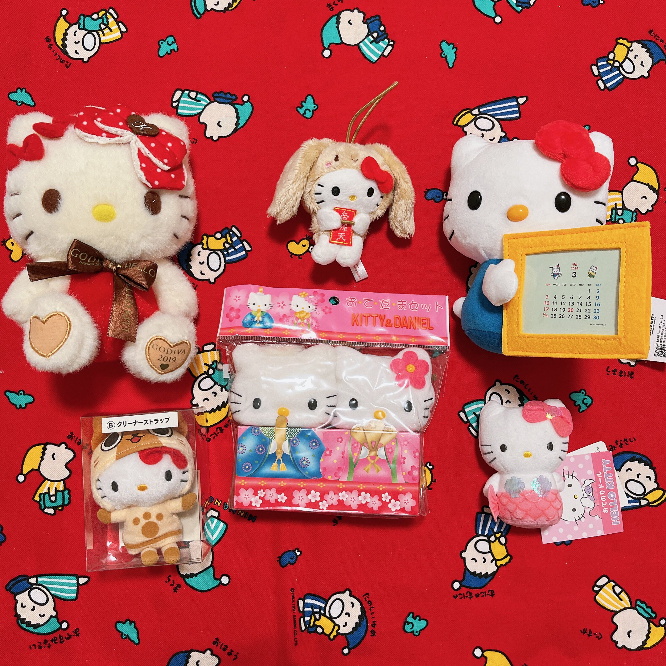 GODIVA老料公仔长耳兔kitty挂件超稀有情侣沙包美人鱼日历玩偶