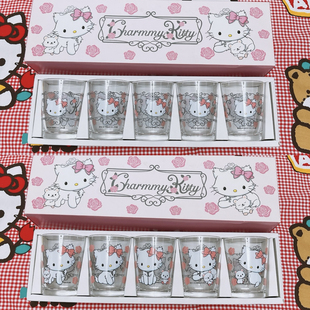 日本三丽鸥charmmy kitty玻璃杯咖啡杯牛奶杯两面图案恰米悄咪