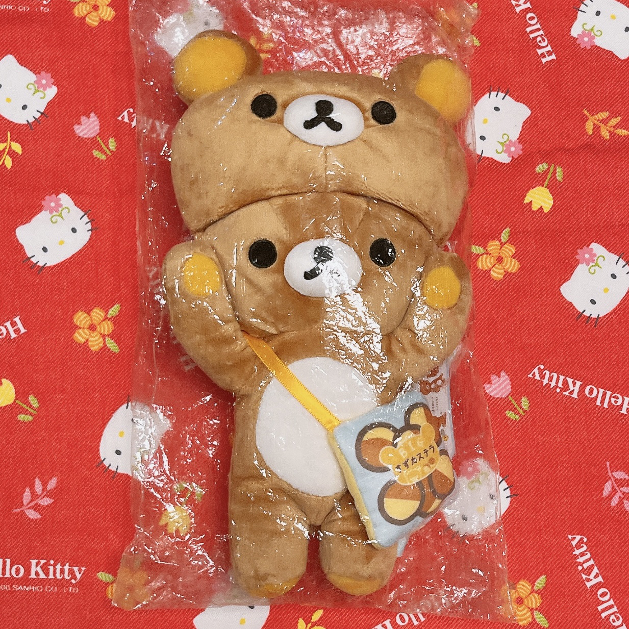 日本san-x轻松熊正版头套熊哥rilakkuma挎包公仔25cm不退换