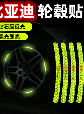 比亚迪E5F6唐DM汉秦Pro宋MAX汽车反光轮毂贴3D立体贴轮胎夜光车贴