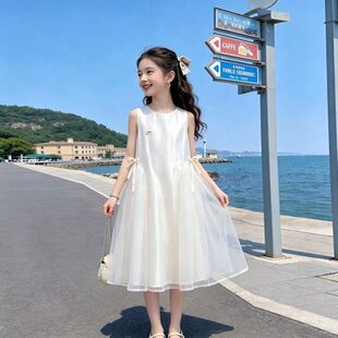 女童夏天连衣裙5白色11无袖背心裙7中大儿童8夏季9岁生日公主裙10