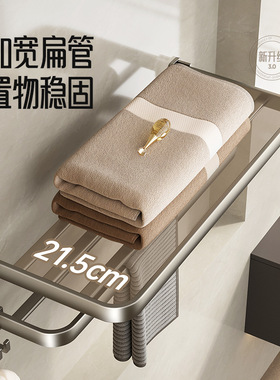 德国枪灰浴巾架毛巾架可折叠免打孔卫生间浴室厕所置物架壁挂卫浴