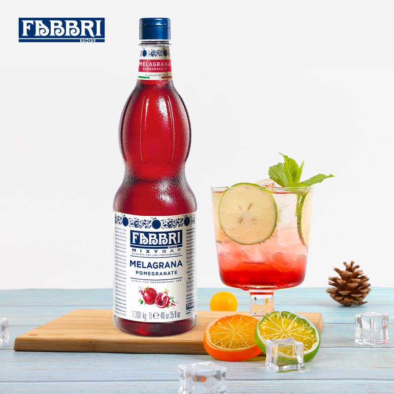 意大利进口Fabbri法布芮石榴糖浆1L 气泡水鸡尾酒原料果味果露