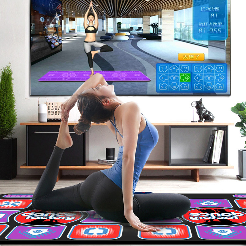 茗邦体感跑步跳舞机家用电脑电视两用款毯子接口30mm双人跳舞毯