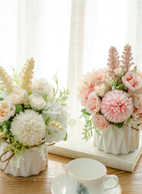 仿真花假花摆设干花花束客厅餐桌花摆花装饰花小茶几绿植花艺摆件