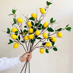 高级感逼真柠檬果树枝电视柜玄关餐桌装饰摆设仿真花假花花艺摆件