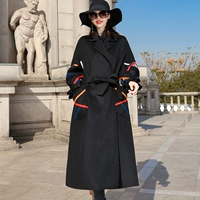 RANRAN Черное цветное элитное двусторонное шерстяное шерстяное пальто, вместительная и большая куртка, большой размер