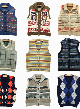 MP孤品古着Vintage韩系纯色背带背心 宽松学院风学生木耳毛衣马甲