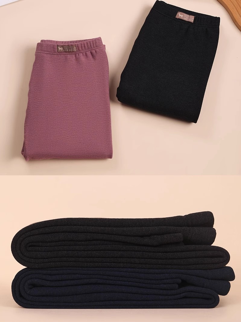 冠得冬季男女情侣保暖裤加厚雪貂绒贴片单裤纯色打底发热秋裤护膝