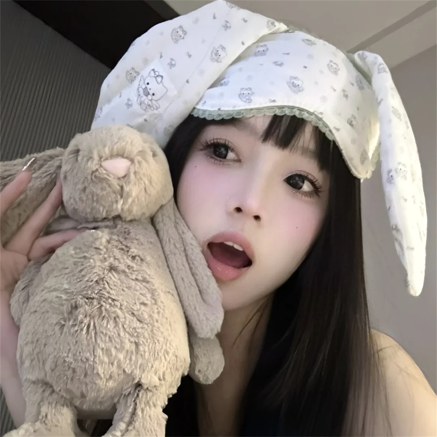 软萌元气少女兔耳遮光眼罩