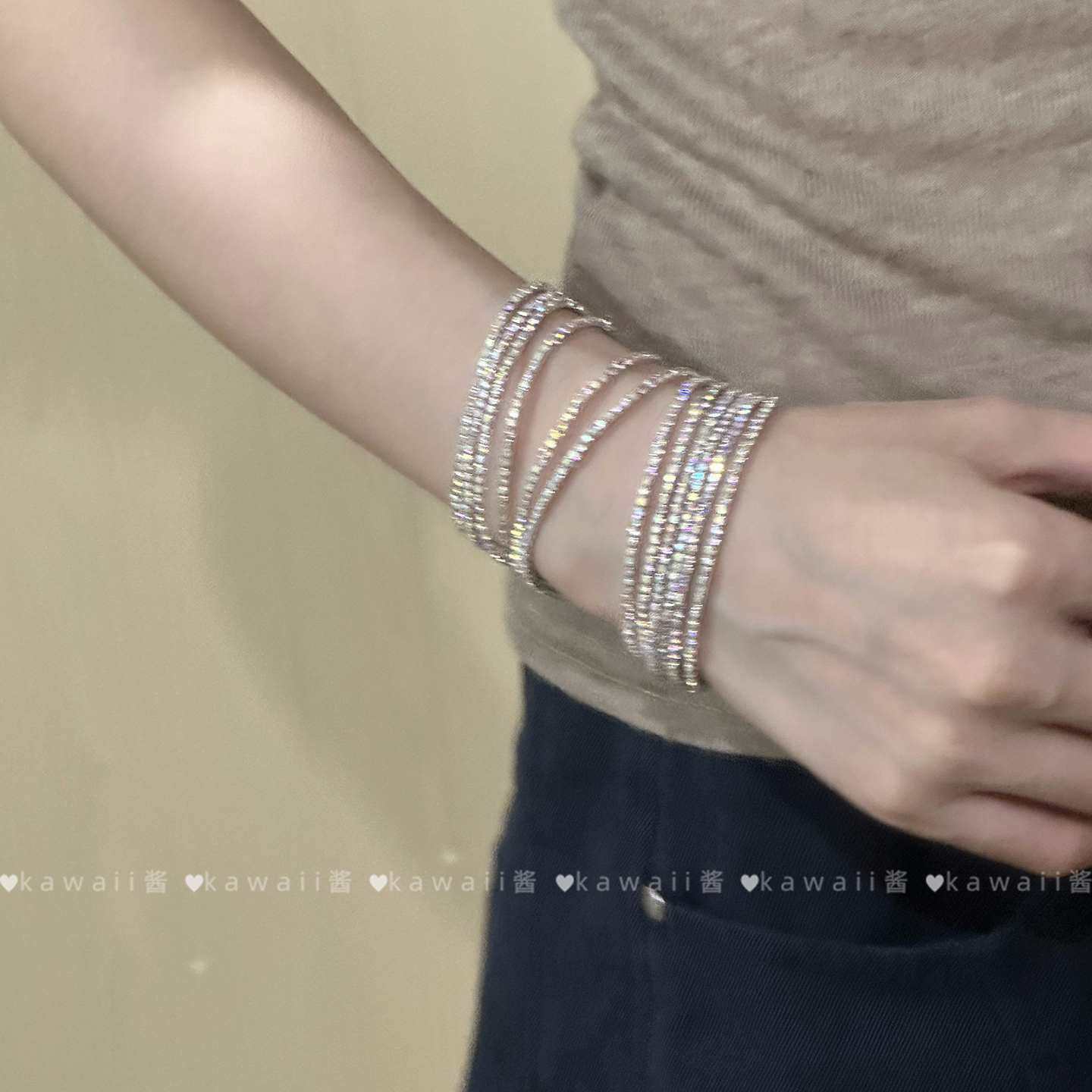 爆闪镶钻清冷感叠戴手镯