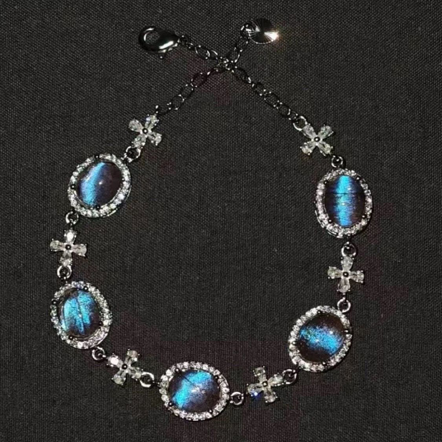 梦核感复古满钻蓝色闪蝶手链法式轻奢高级感手串闺蜜生日礼物手饰,饰品/流行首饰/时尚饰品新,手链,淘宝优惠券,粉丝福利购,淘宝优惠卷