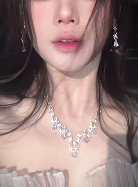 锆石闪钻项链晚礼服配饰