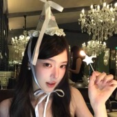 甜美公主刺绣花朵生日帽法式 蝴蝶结系带头箍聚会派对拍照道具发饰