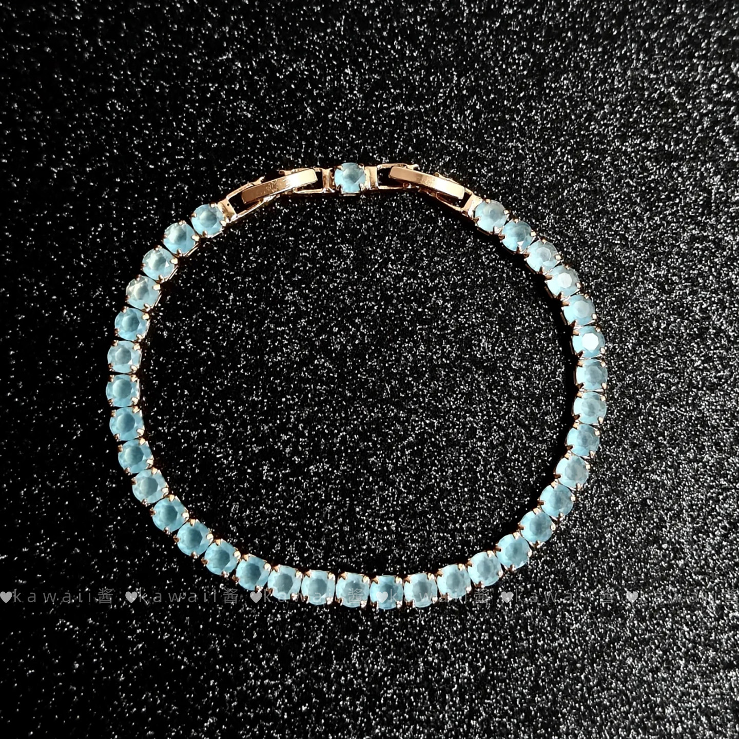 夏日清冷感冰川蓝爆闪锆石手链韩系ins冷淡风轻奢气质高级感手饰