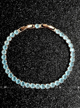 夏日清冷感冰川蓝爆闪锆石手链