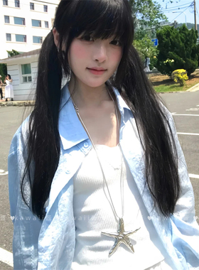 夏日简约冷淡风银色海星项链千禧复古毛衣链小众高级感不掉色颈链