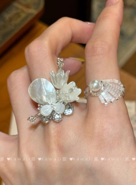 中古风铃兰花贝壳戒指