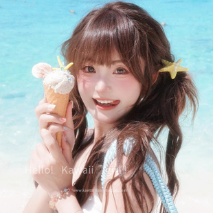 多巴胺黄色海星发夹春夏海边度假风侧边夹碎花夹甜美氛围感发饰女