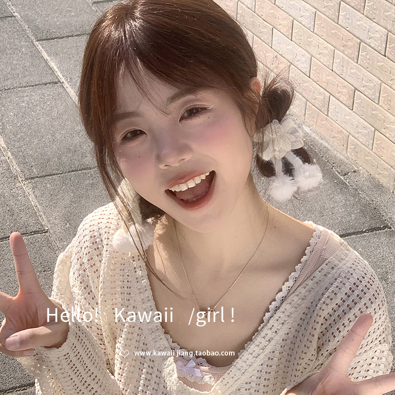 kawaii酱日系小熊毛绒发圈发绳