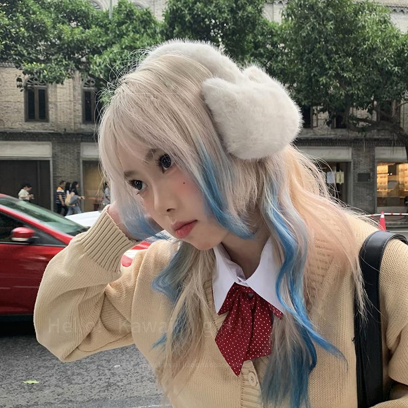 可爱毛绒白色猫咪耳罩女冬季y2k韩版护耳套骑行防寒防冻耳捂耳包