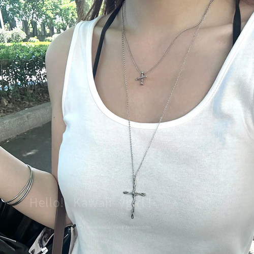 y2k叠戴十字架项链女轻奢
