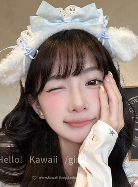 软乎乎可爱羊羔毛兔耳发箍