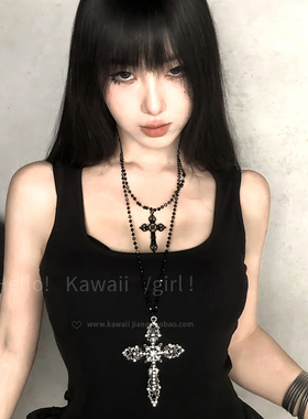 y2k哥特风重工双层十字架项链