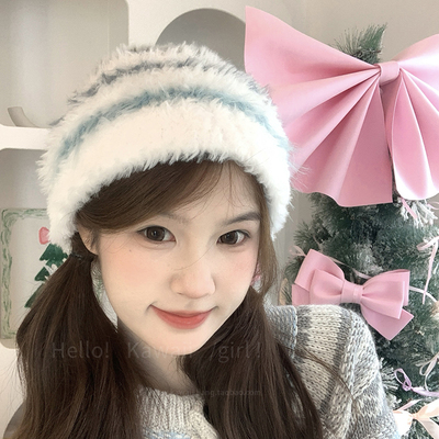 软糯可爱韩系毛绒绒针织帽