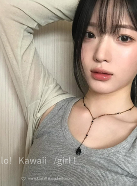 极简黑色水滴吊坠项链