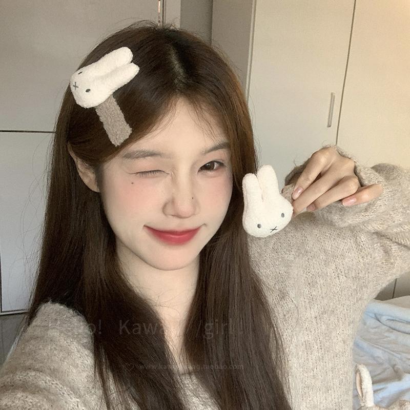 毛绒甜美米菲小兔子发夹卡通可爱刘海夹女BB夹碎发前额侧边夹发饰