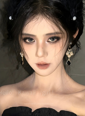 宫廷风黑色镶钻耳环港风复古气质巴洛克耳钉高贵时髦百搭水滴耳饰