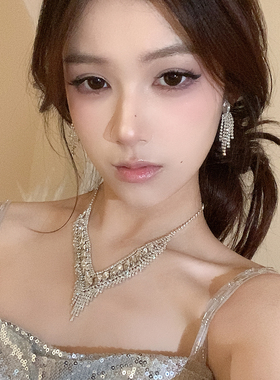 银河细闪 流苏满钻项链轻奢高级感时尚锁骨链名媛宴会晚礼服配饰