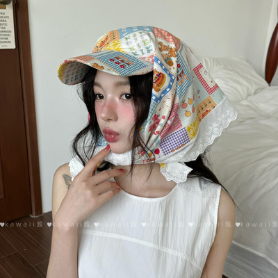 美式甜酷辣妹风头巾鸭舌帽子女2026新款春夏街头嘻哈遮阳防晒帽子