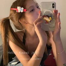 卡通可爱HelloKitty发夹少女心长款红色KT猫咪刘海夹无痕侧边夹子