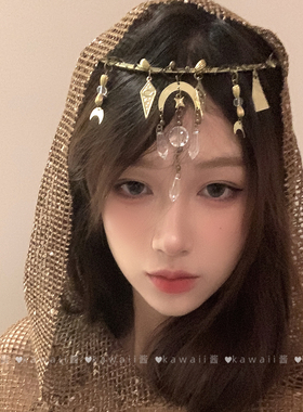 古希腊神女古铜色月牙流苏额饰