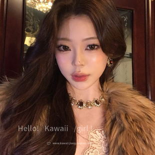 中古vintage镶钻项链耳环套装 配饰 轻奢宫廷风锁骨链重工夸张个性