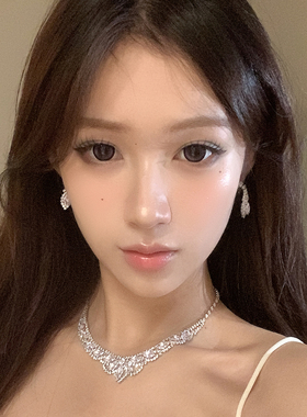 清冷感名媛千金爆闪项链耳环套装