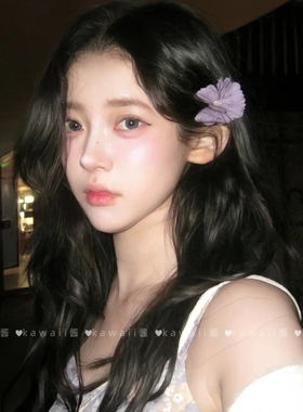 超仙淡紫色小雏菊花朵发夹甜美少女氛围感边夹海边度假风拍照发饰