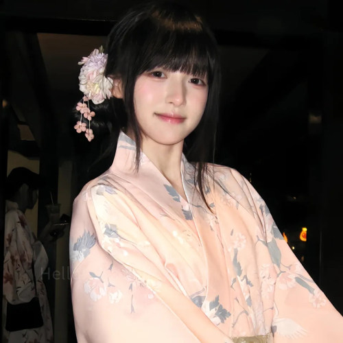 新中式粉紫色绣球花朵发夹女